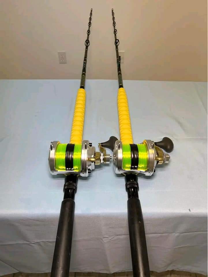 2 Shimano Talica 25II 2 speed reels on custom Largo rods. - Fishing Tackle  and Reels